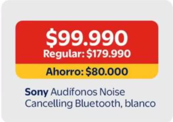 SONY - Audifonos Noise Cancelling Bluetooth, Blanco