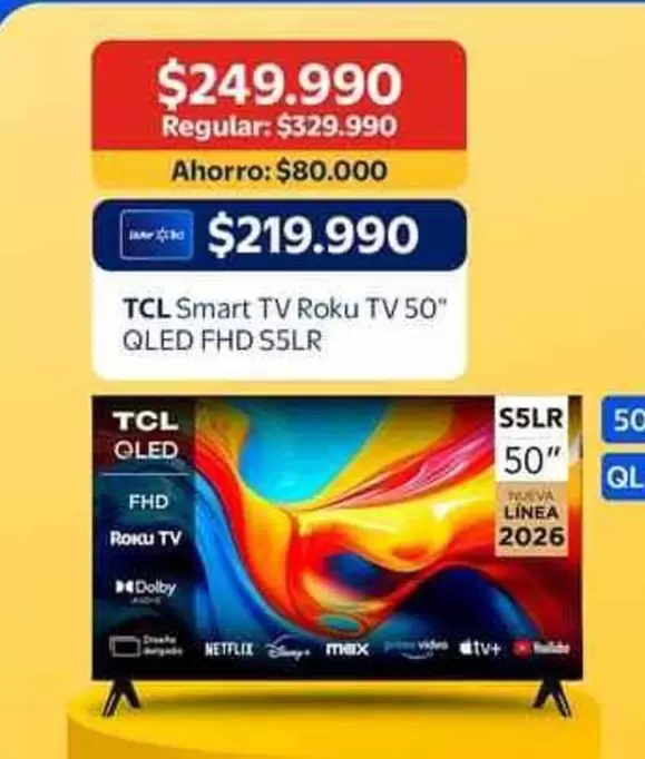 TCL - Smart Tv Roku Tv 50" Qled Fhd S5lr