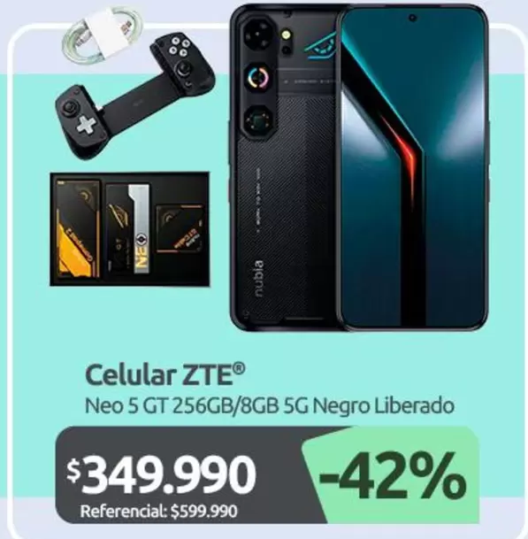 ZTE - Celular Neo 5 Gt 256gb/8gb 5g Negro Liberado
