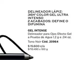 Delineador Lápiz: 36h' Color Gel Ultra Intenso