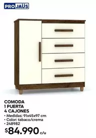 Comoda 1 Puerta 4 Cajones