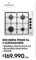 Encimera Prime 4 Quemadores