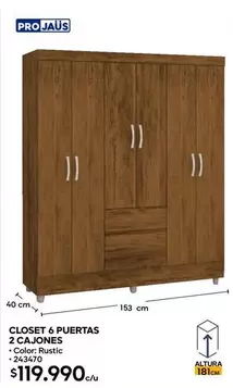 Closet 6 Puertas 2 Cajones