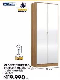 Closet 2 Puertas Espejo 1 Cajon