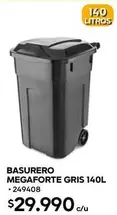 Basurero Megaforte Gris 140L