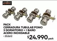 pack ceradura tubular pomo 3 Dormitorio + 1 baño acero inoxidable