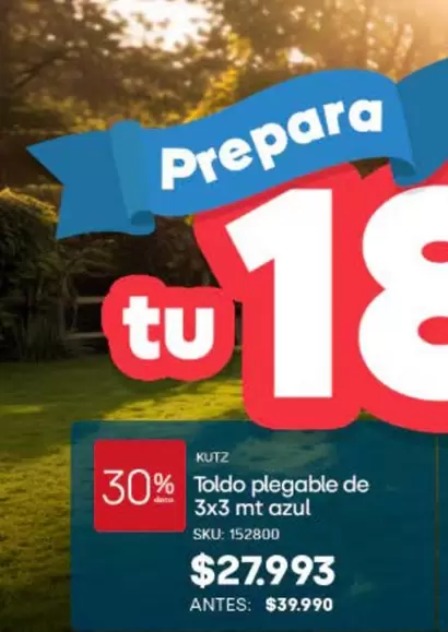 Toldo Plegable De 3x3 Mt Azul
