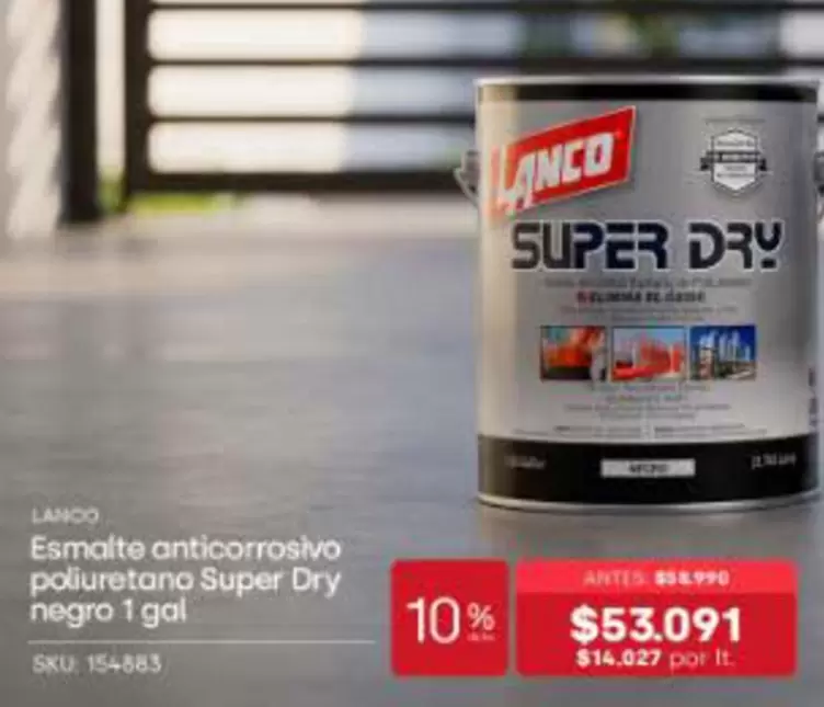 Lanco - Esmalte Anticorrosivo Poliuretano Super Dry Negro 1 Gal