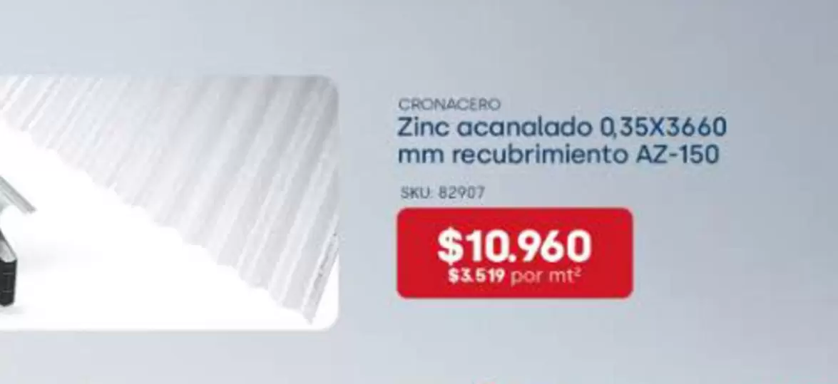 Zinc Acanalado Ø35x3660 Mm Recubrimiento A2-150