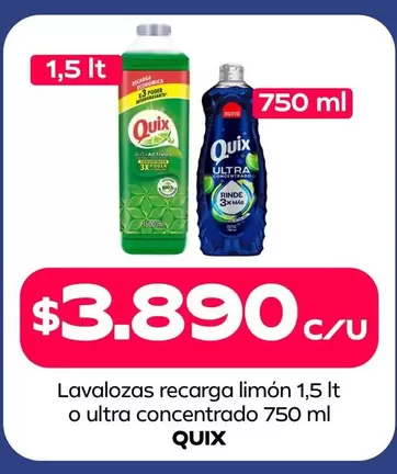Quix - Lavalozas Recarga Limon 1,5 Lt O Ultra Concentrado 750 Ml