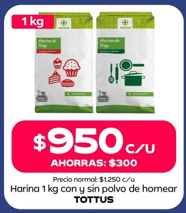 Tottus - harina 1 kg con y sin polvo de hornear