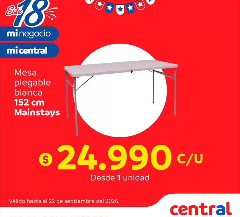 Mainstays - Mesa Plegable Blanca
