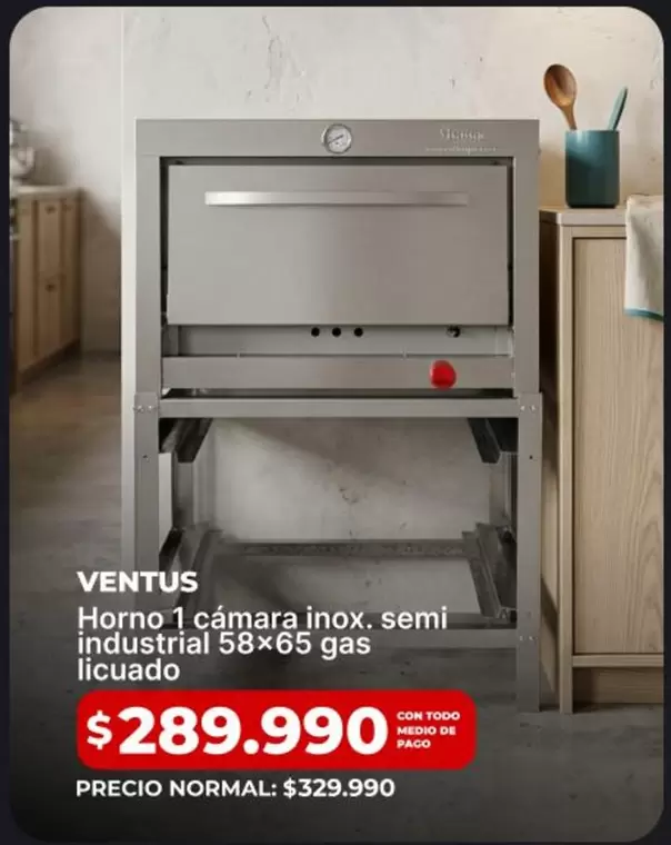 Ventus - Horno 1 Camara Inox. Semi Industrial
