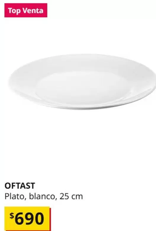 Plato, Blanco, 25 Cm