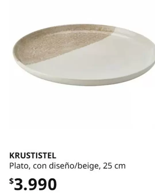 Plato, Con Diseño/beige, 25 Cm