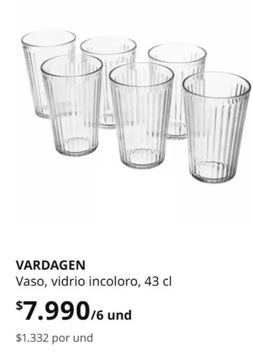Vaso, Vidrio Incoloro, 43 Cl