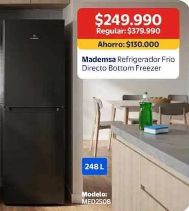 Mademsa - Refrigerador Frio Directo Bottom Freezer
