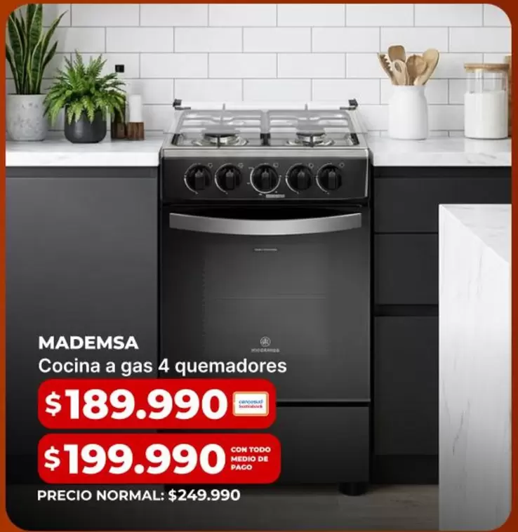 Mademsa - Cocina A Gas 4 Quemadores