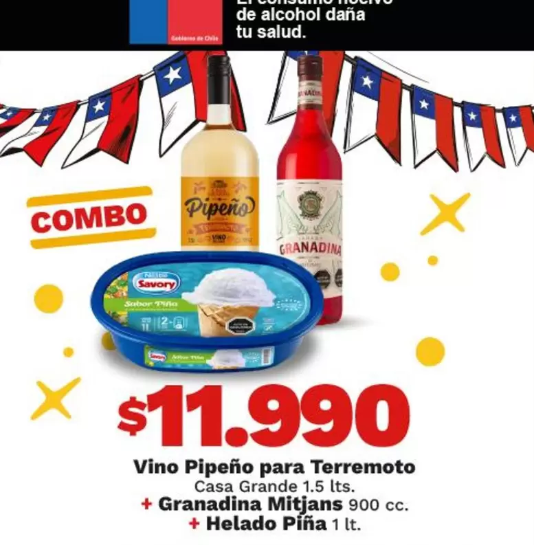 Savory - Vino Pipeno Para Terremoto + Granadina Mitjans + Helado Pina