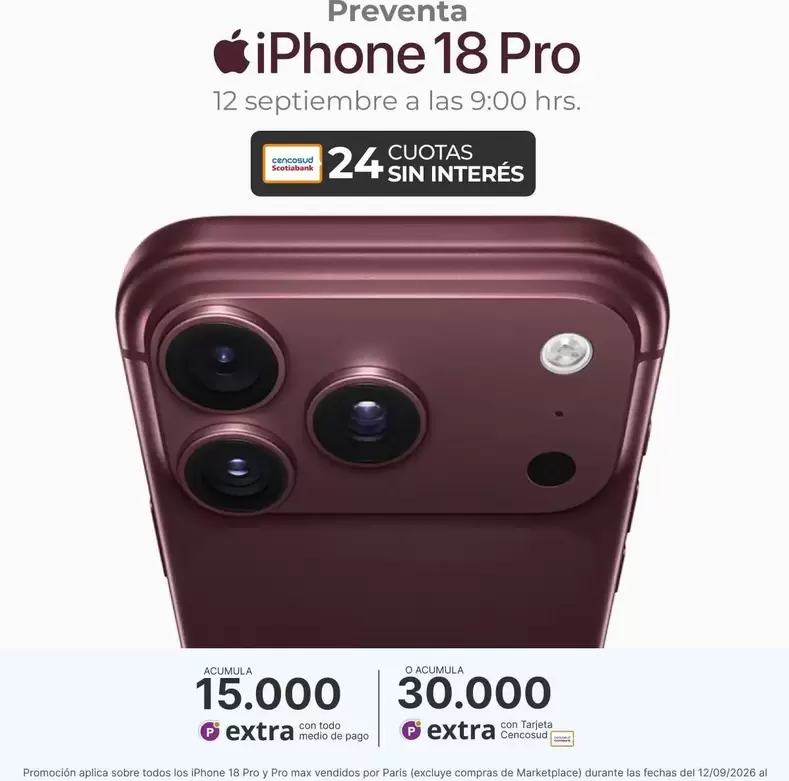 Tarjeta Cencosud - Iphone 18 Pro