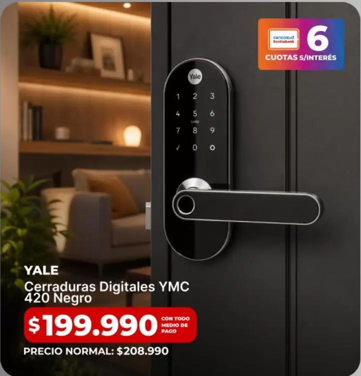 Yale - Cerraduras Digitales Ymc 420 Negro