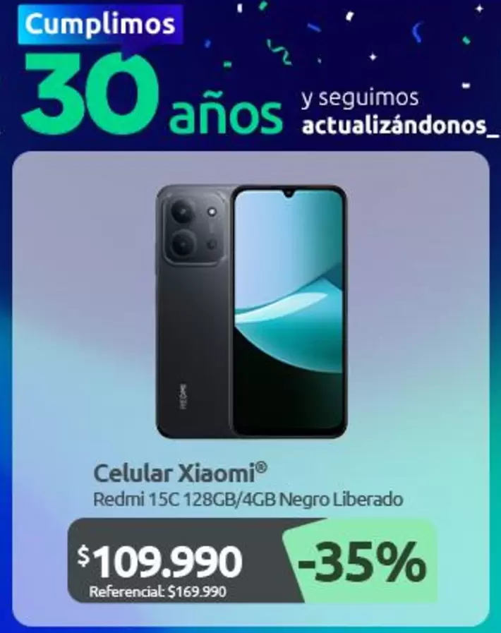 Xiaomi - Celular Redmi 15C 128GB/4GB Negro Liberado