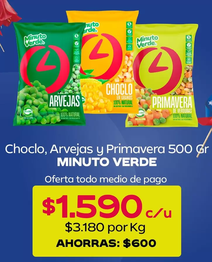 Minuto Verde - Choclo, Arvejas Y Primavera 500 Gr