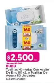 Bubu - Toallitas Humedas Con Aceite De Emu 80 X