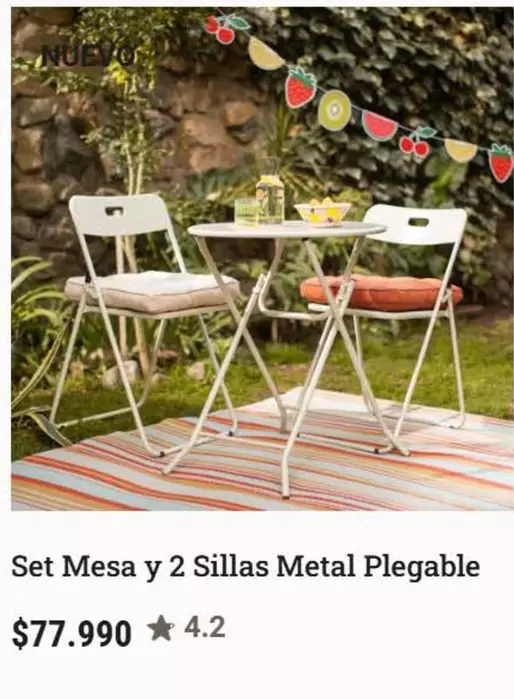 Metal - Set Mesa Y 2 Sillas  Plegable