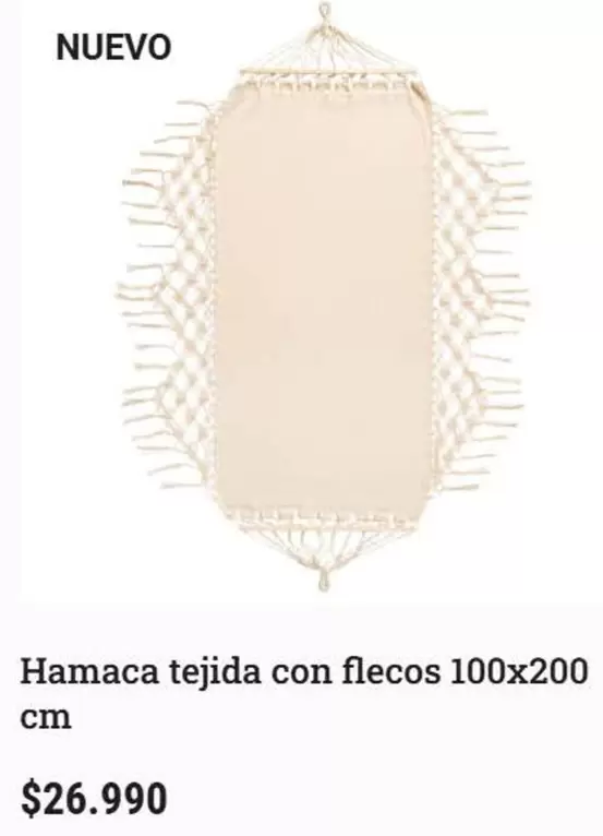 Hamaca Tejida Con Flecos 100x200 Cm