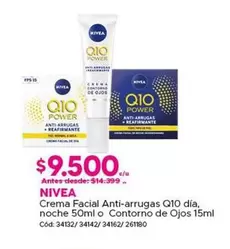 Nivea - Crema Facial Anti-arrugas Q10 Día, Noche 50ml O Contorno De Ojos 15ml