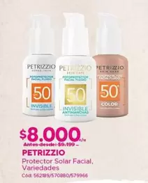Petrizzio - Protector Solar Facial, Variedad