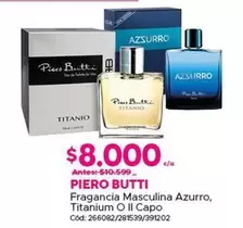 Piero Butti - Fragancia Masculina Azurro, Titanium O Il Capo