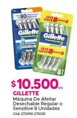 Gillette - Maquina De Afeitar Desechable Regular O Sensitive 8 Unidades