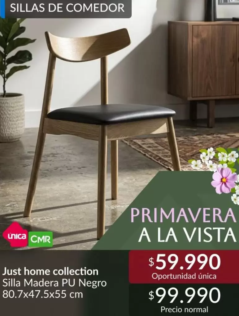 Just home collection Silla Madera PU Negro