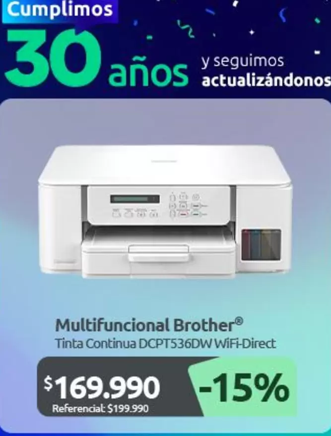 Multifuncional Brother® Tinta Continua Dcp1536dw Wifi Direct
