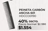 Peineta Carbón Ancha 601
