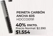 Peineta Carbón Ancha 605