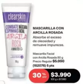 Clearskin - Mascarilla Con Acilla Rosada