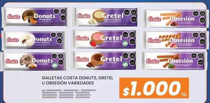 Costa - Galletas Gosta Donuts, Gretel U Obsación