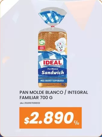 Ideal - Pan Molde Blanco / Integral Familiar