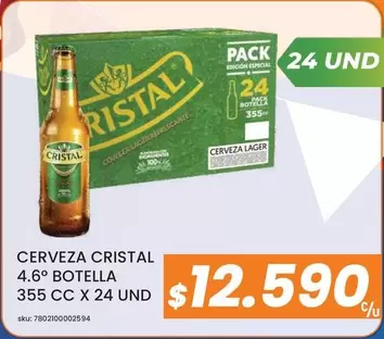 Cristal - 4.6° Botella 355 Cc X 24 Und