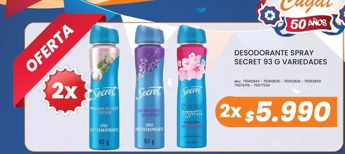 Secret - Desodorante Spray 9g Variedad