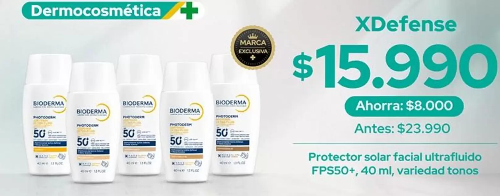 Bioderma - Protector Solar Facial Ultrafido Fps50+, 40 Ml, Variedad Tonos