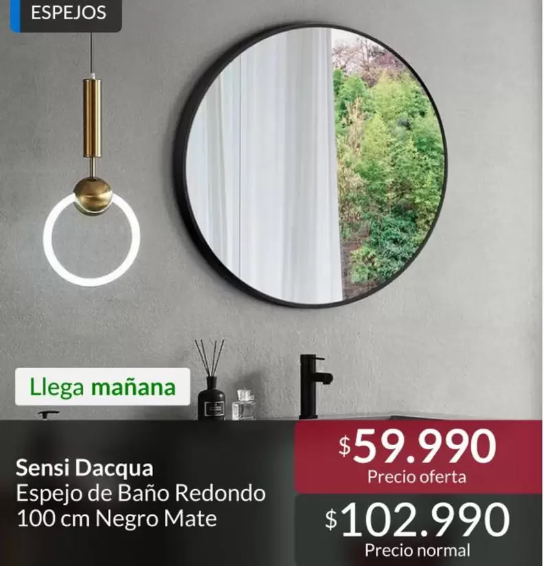 SENSI DACTUA ESPEJO DE BAO REDONDO 100cm CR MOTO MATE