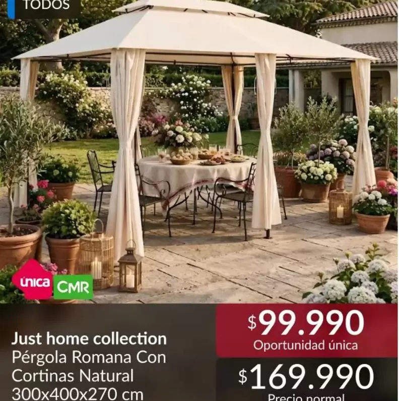 Just home collection personal romana con cortinas natural