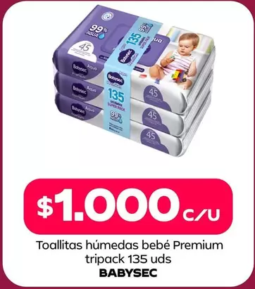 Babysec - Toallitas Húmedas Bebé Premium Tripack 135 Uds