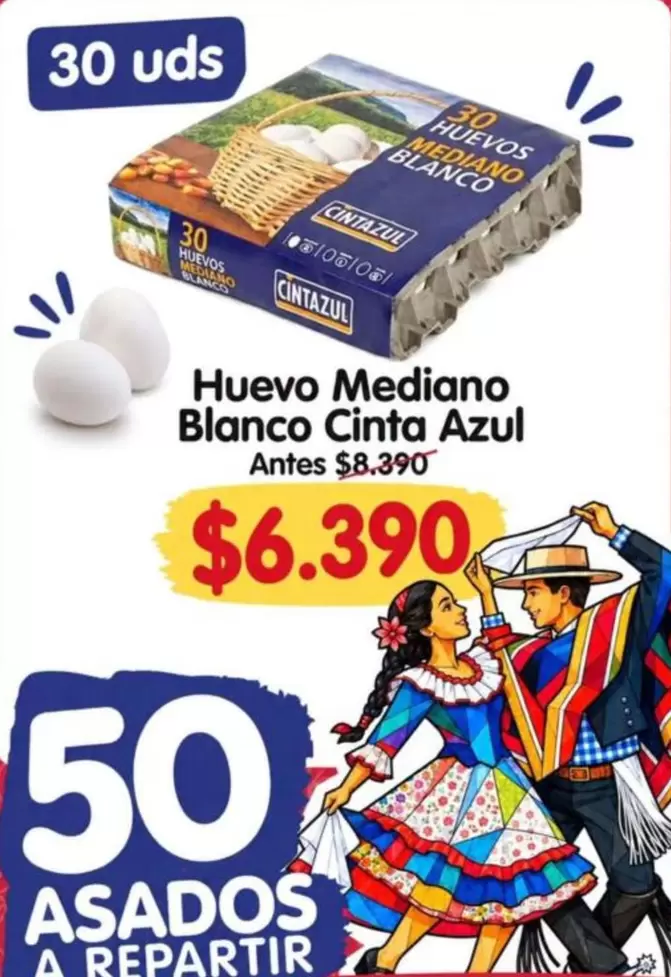Huevo Mediano Blanco Azul