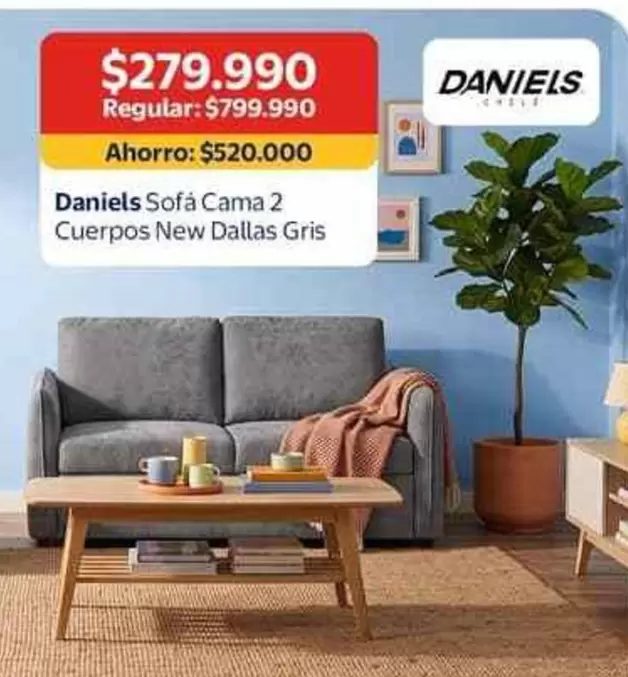 Sofa Cama 2 Cuerpos New Dallas Gris
