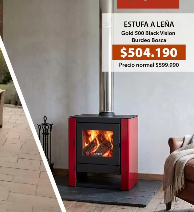 Bosca - Estufa A Leña Gold 500 Black Vision Burdeo